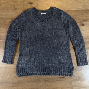 Orvis‎ Chenille V Neck Long Sleeve Sweater Navy Blue XL